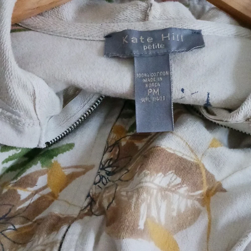 Kate Hill Cotton Zip Up Hoodie Sweatshirt Size PM - Picture 14 of 15